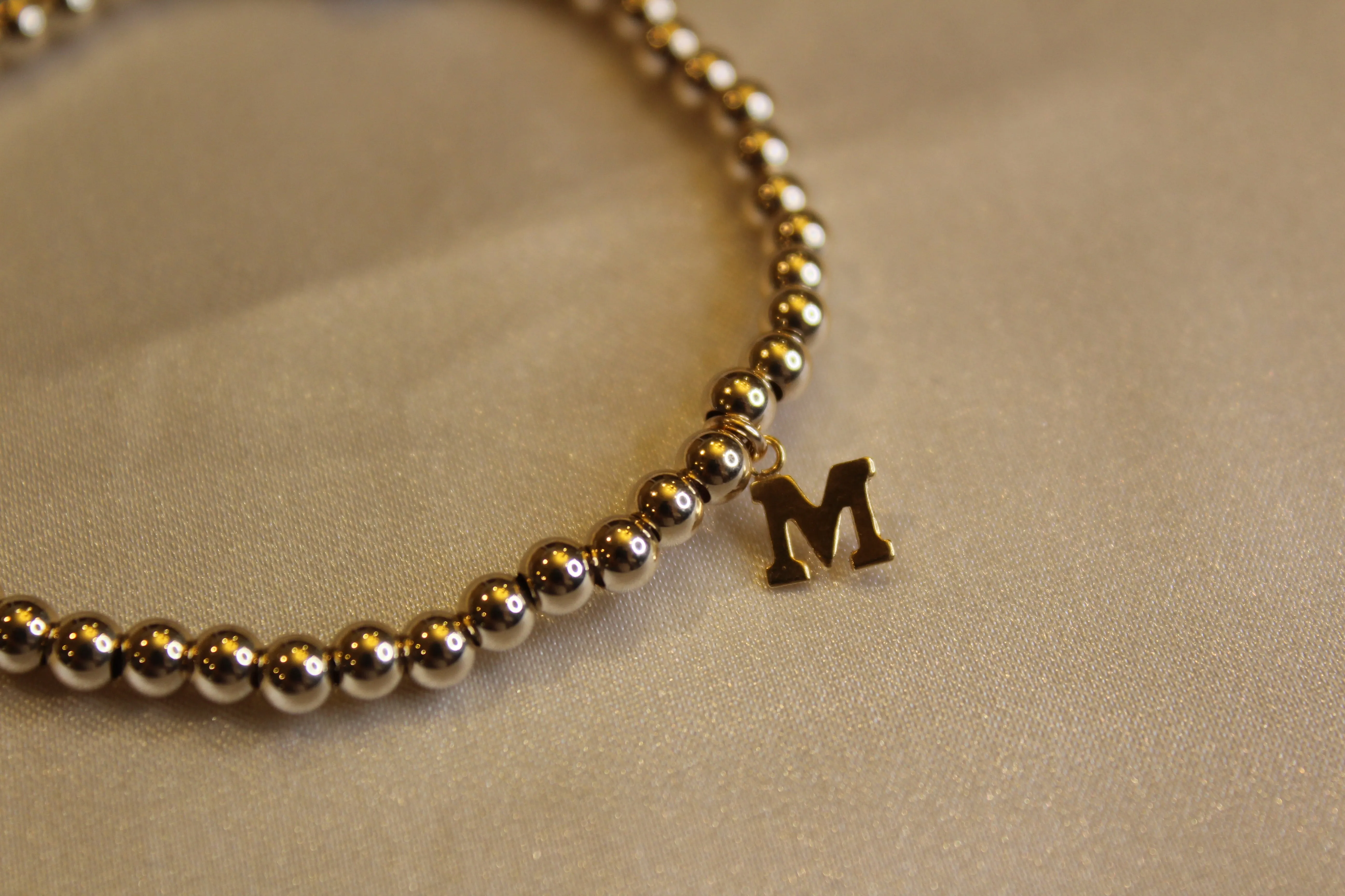 14k gold filled initial beaded bracelet