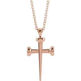 14K Rose Nail Cross 18 Necklace R42392R