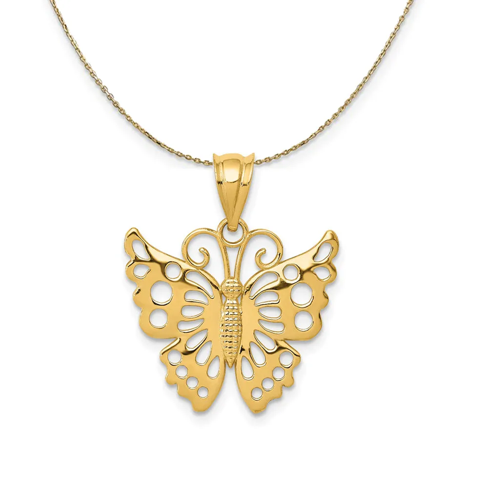 14k Yellow Gold Cutout Butterfly Necklace