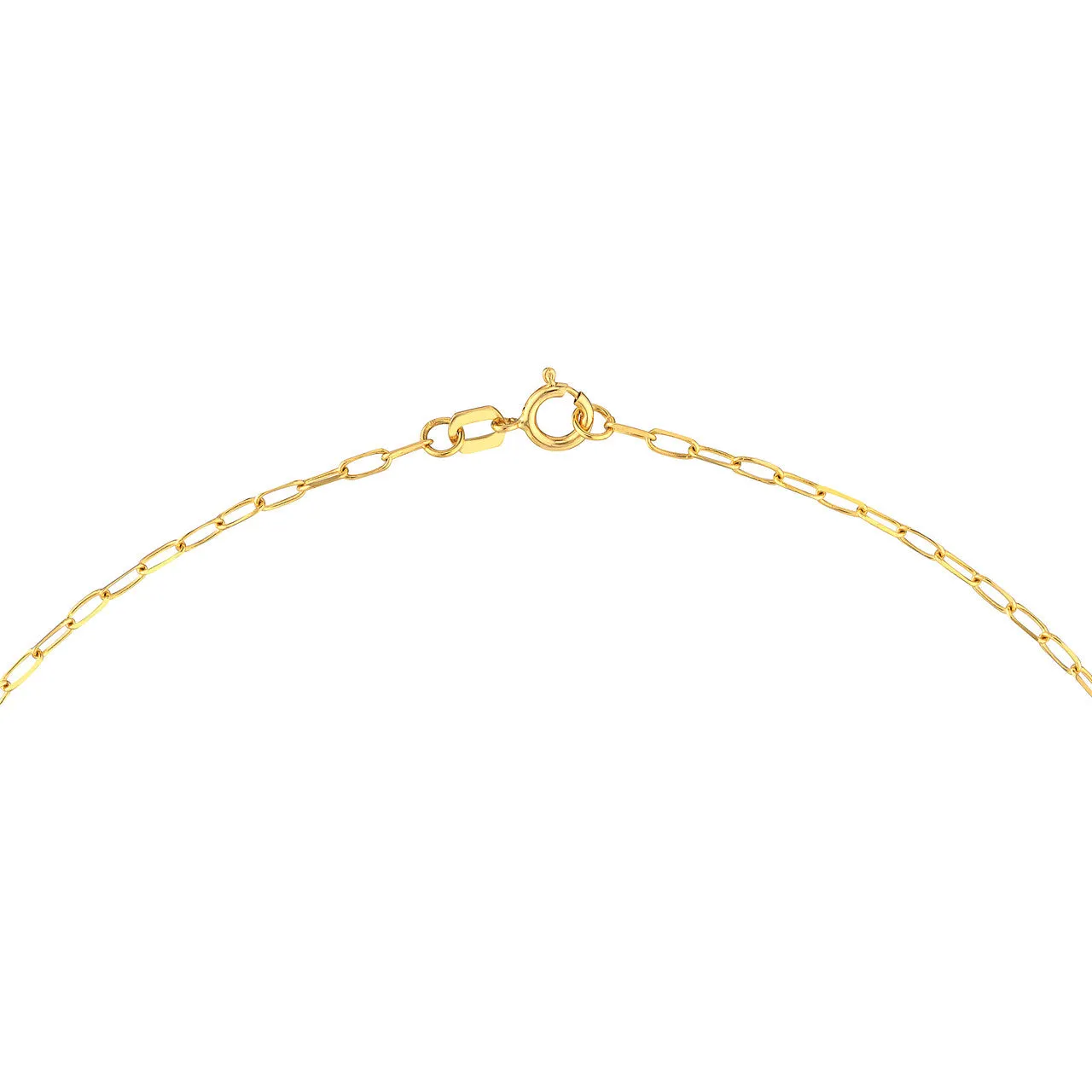 14K Yellow Gold Heart Pendant Paperclip Chain Necklace