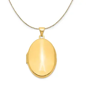 14k Yellow Gold Polished Domed Locket, 26mm Necklace