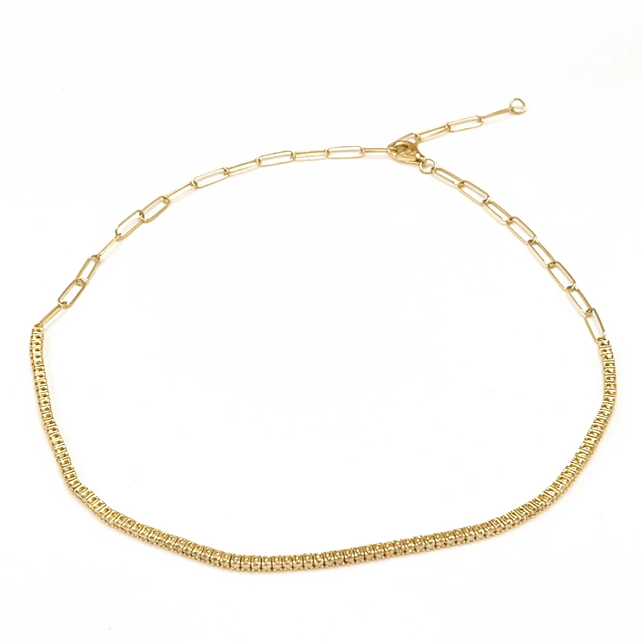 18 kt Gold Chain Link Diamond Tennis Necklace