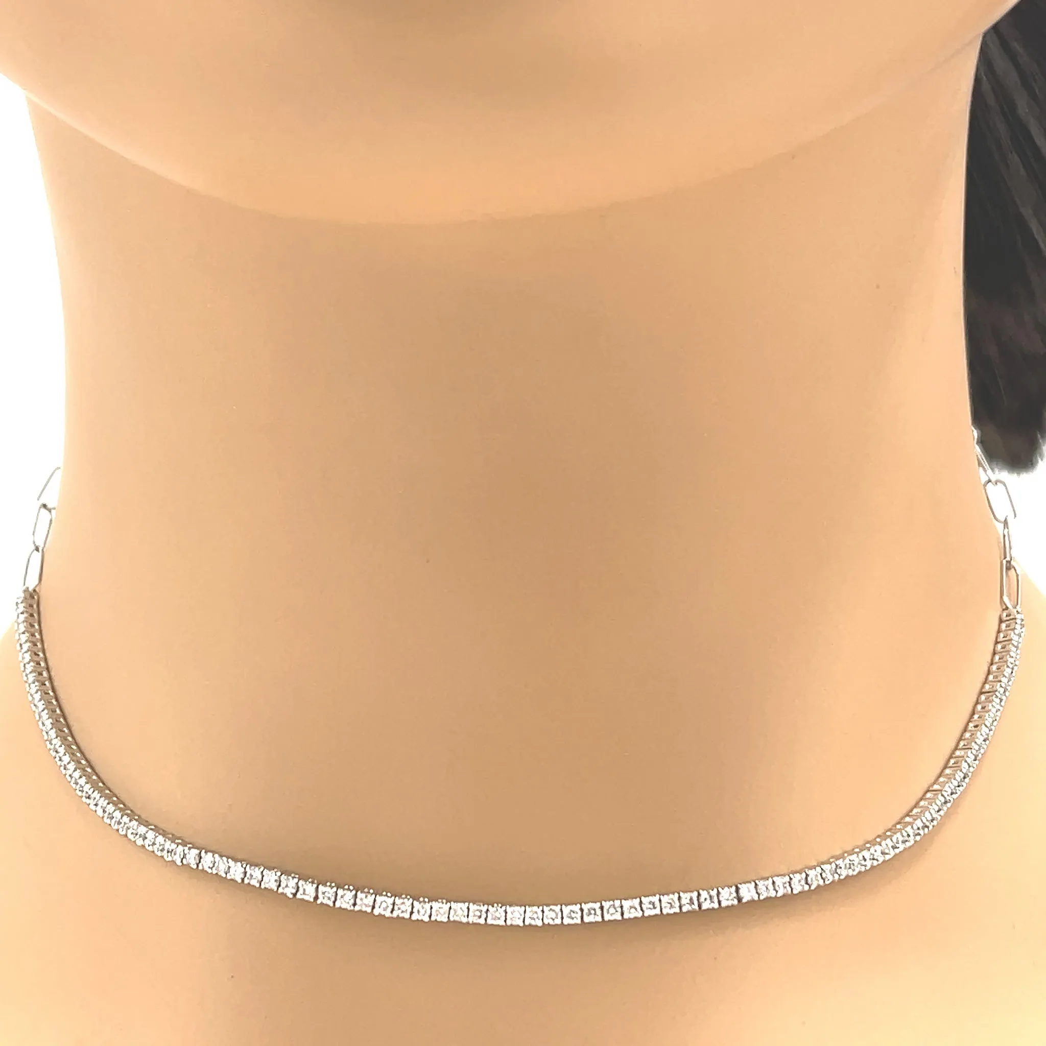 18 kt Gold Chain Link Diamond Tennis Necklace