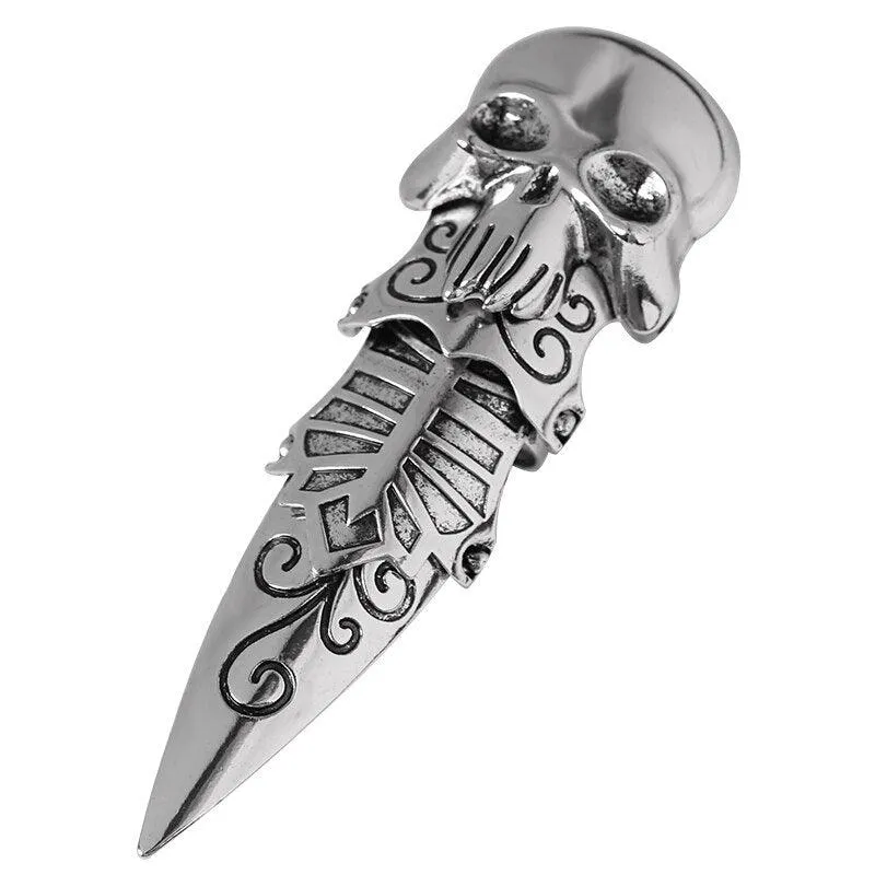 Add a Touch of Gothic Edge to Your Style with Our Skull Gothic Claw Ring Rock Knuckle Punk Ladies Jewelry