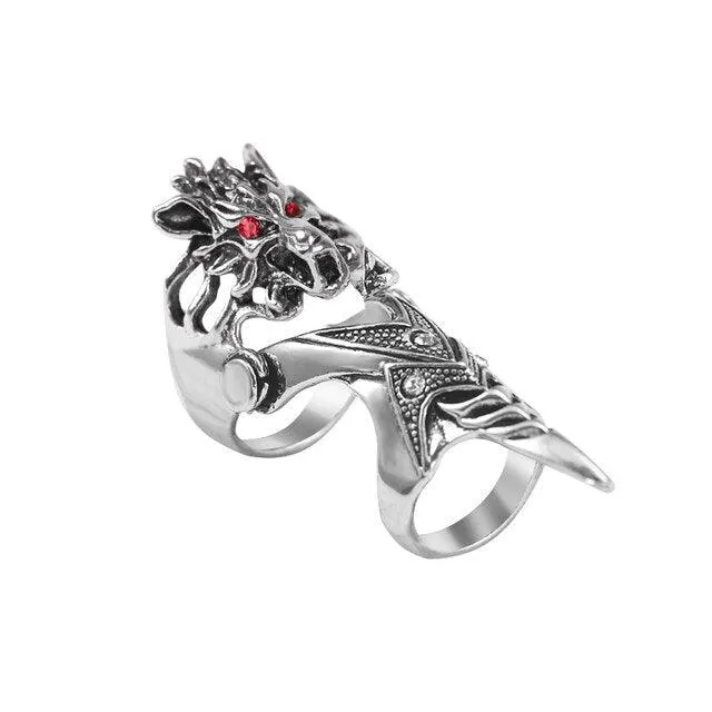 Add a Touch of Gothic Edge to Your Style with Our Skull Gothic Claw Ring Rock Knuckle Punk Ladies Jewelry