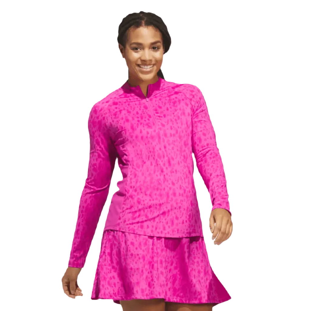 Adidas Ladies Ultimate365 Printed 1/4-Zip- Pink