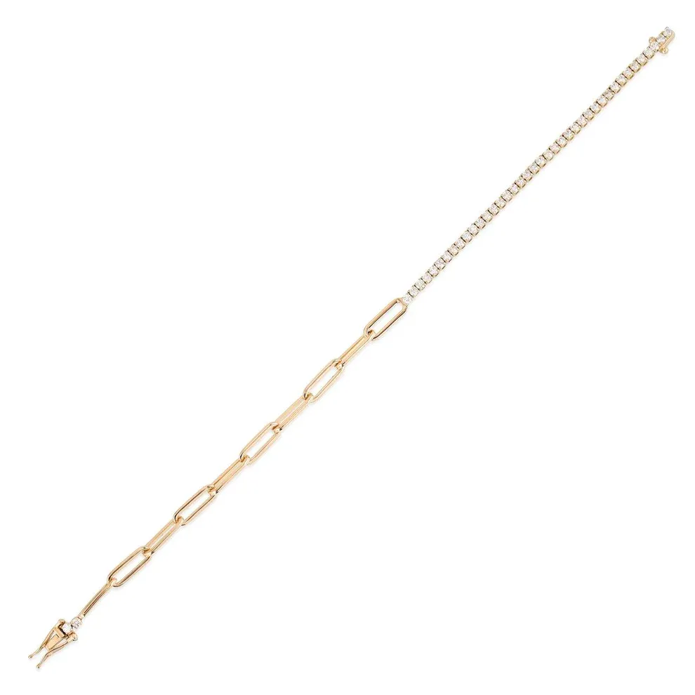 AIMEE 14K DIAMOND PAPERCLIP BRACELET