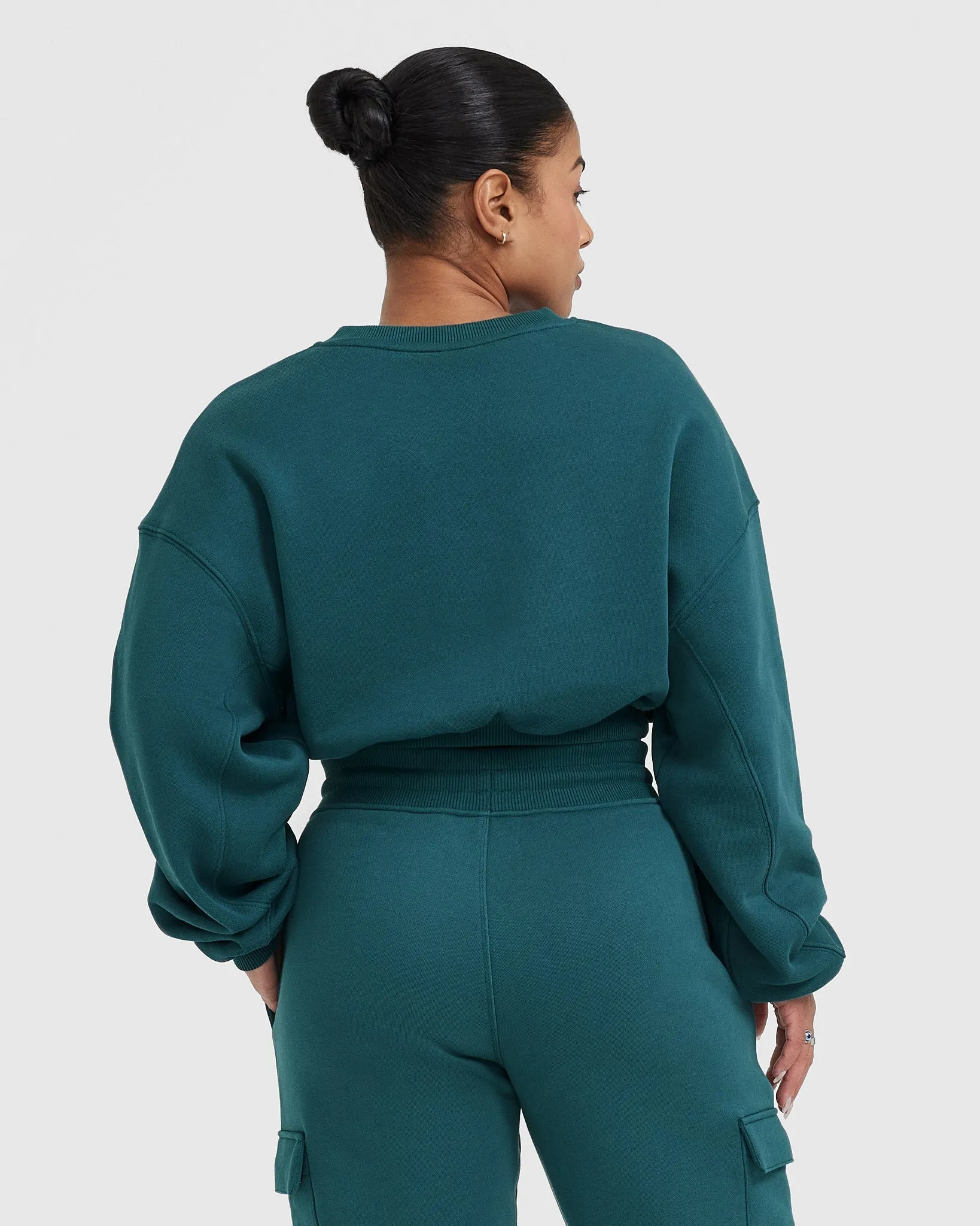 All Day Est 2020 Crop V-Neck Sweatshirt | Marine Teal