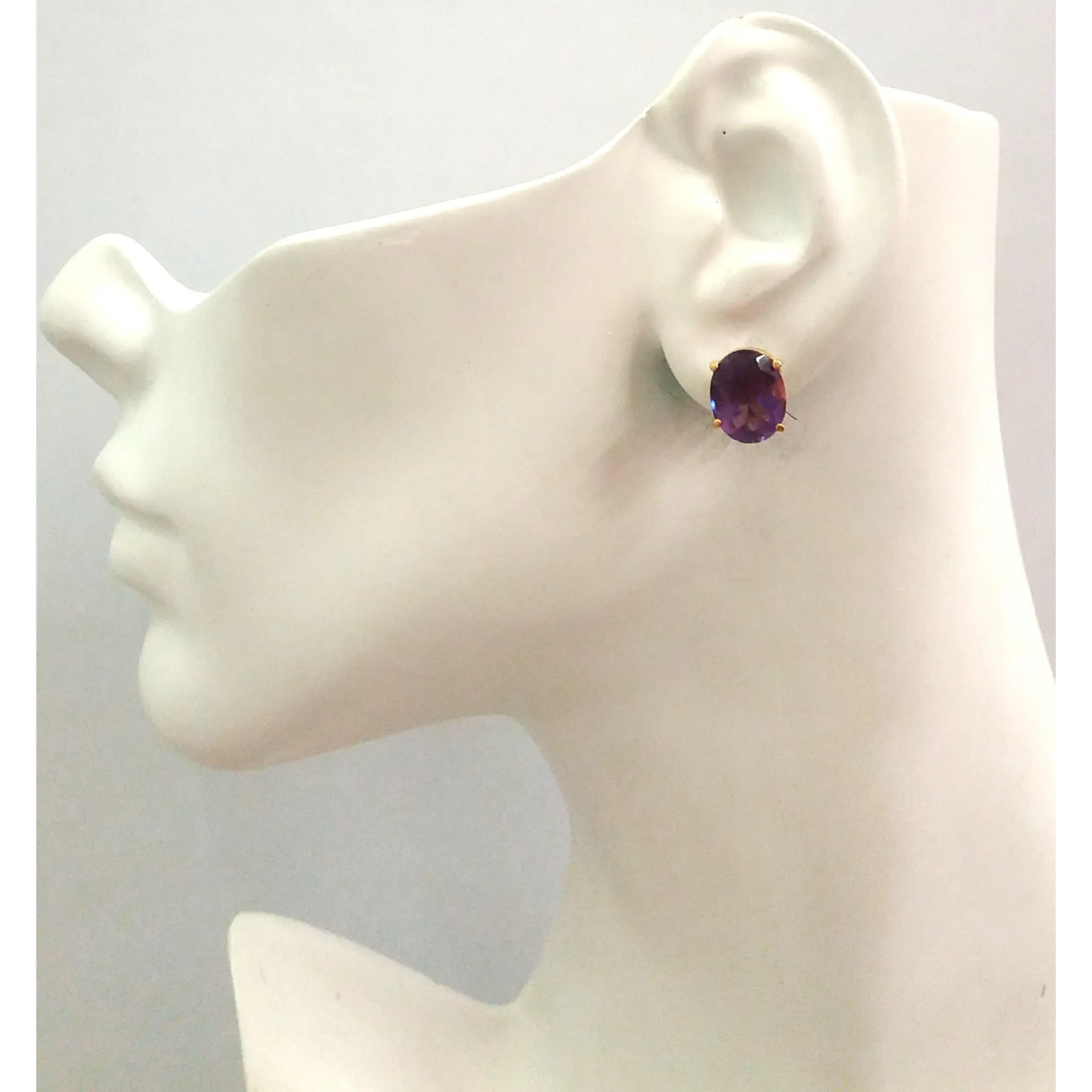 Amethyst Stud with Blue Topaz and Smokey Quartz Detachable Twinset Earrings