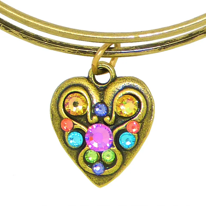 Anne Koplik Swarovski Celebration Heart Love Charm Bangle Bracelet BBG013TAZ