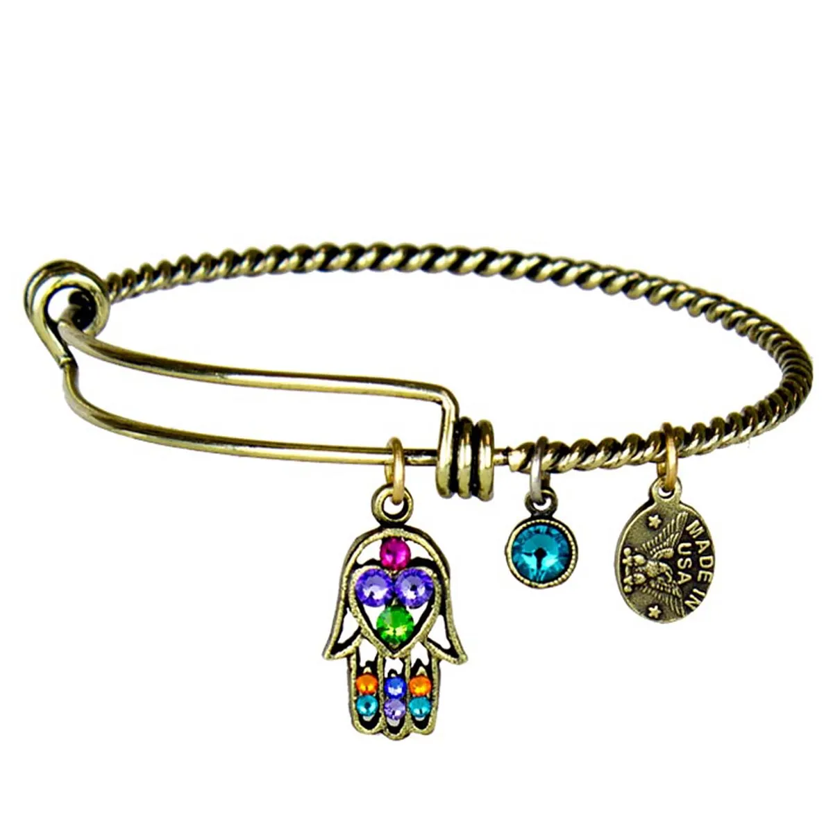 Anne Koplik Swarovski Hamsa Fortune Charm Bangle Bracelet BBG007MUL