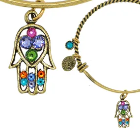 Anne Koplik Swarovski Hamsa Fortune Charm Bangle Bracelet BBG007MUL