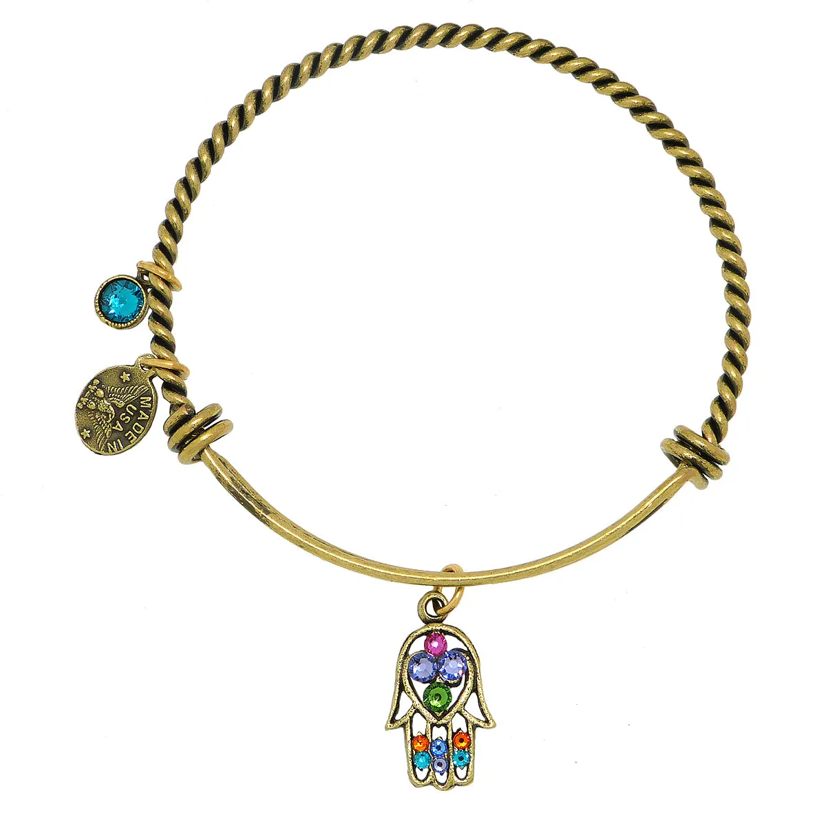 Anne Koplik Swarovski Hamsa Fortune Charm Bangle Bracelet BBG007MUL