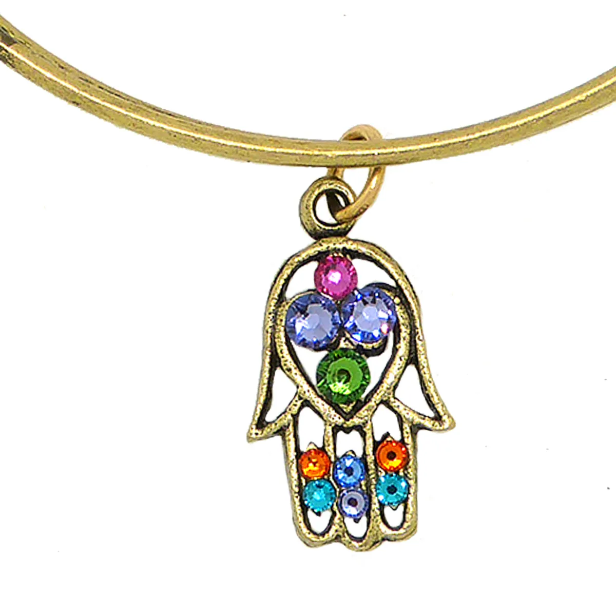 Anne Koplik Swarovski Hamsa Fortune Charm Bangle Bracelet BBG007MUL