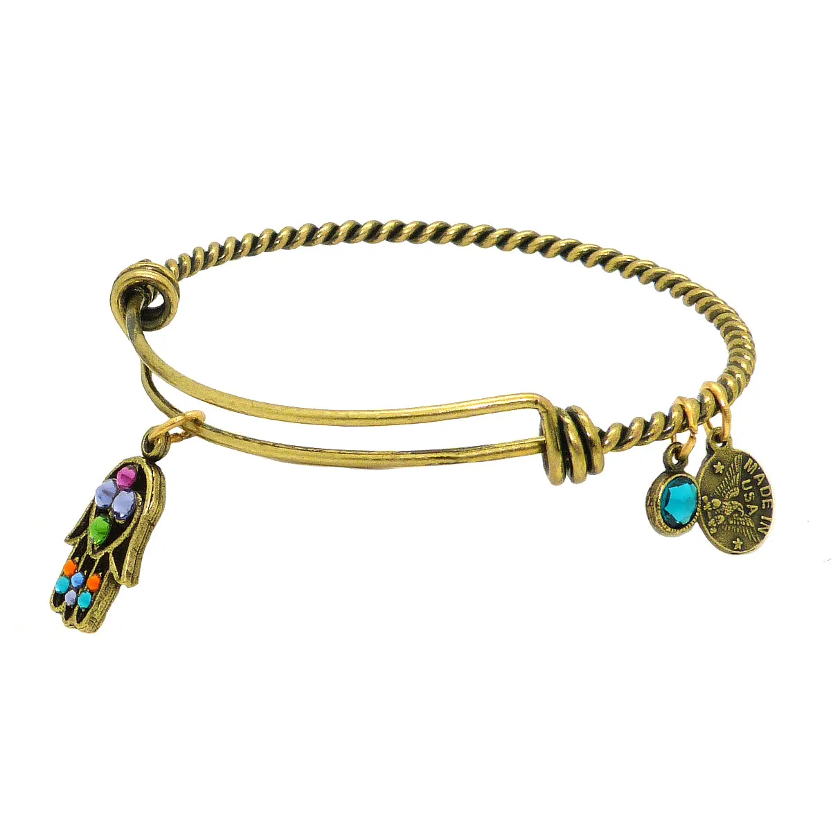 Anne Koplik Swarovski Hamsa Fortune Charm Bangle Bracelet BBG007MUL