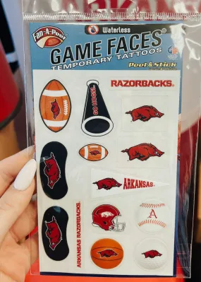 Arkansas Game Face Temporary Tattoos