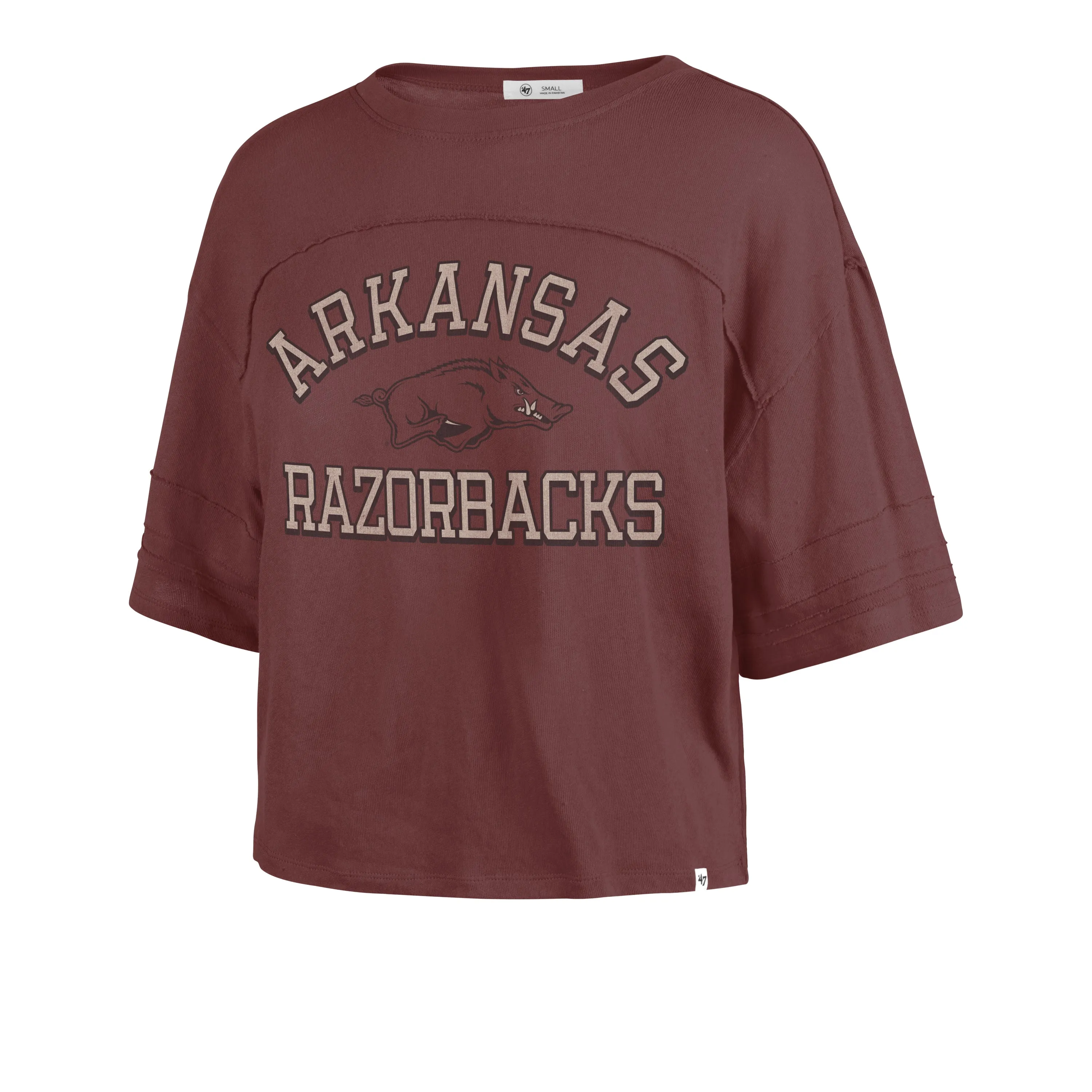 ARKANSAS RAZORBACKS HALF MOON '47 STEVIE CROP TEE WOMENS