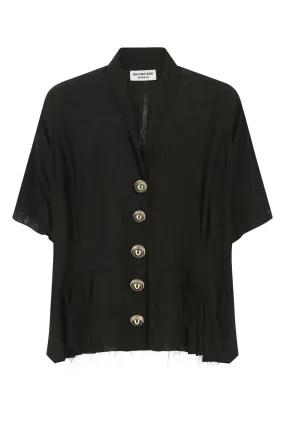 Balenciaga Handwritten V-Neck Blouse