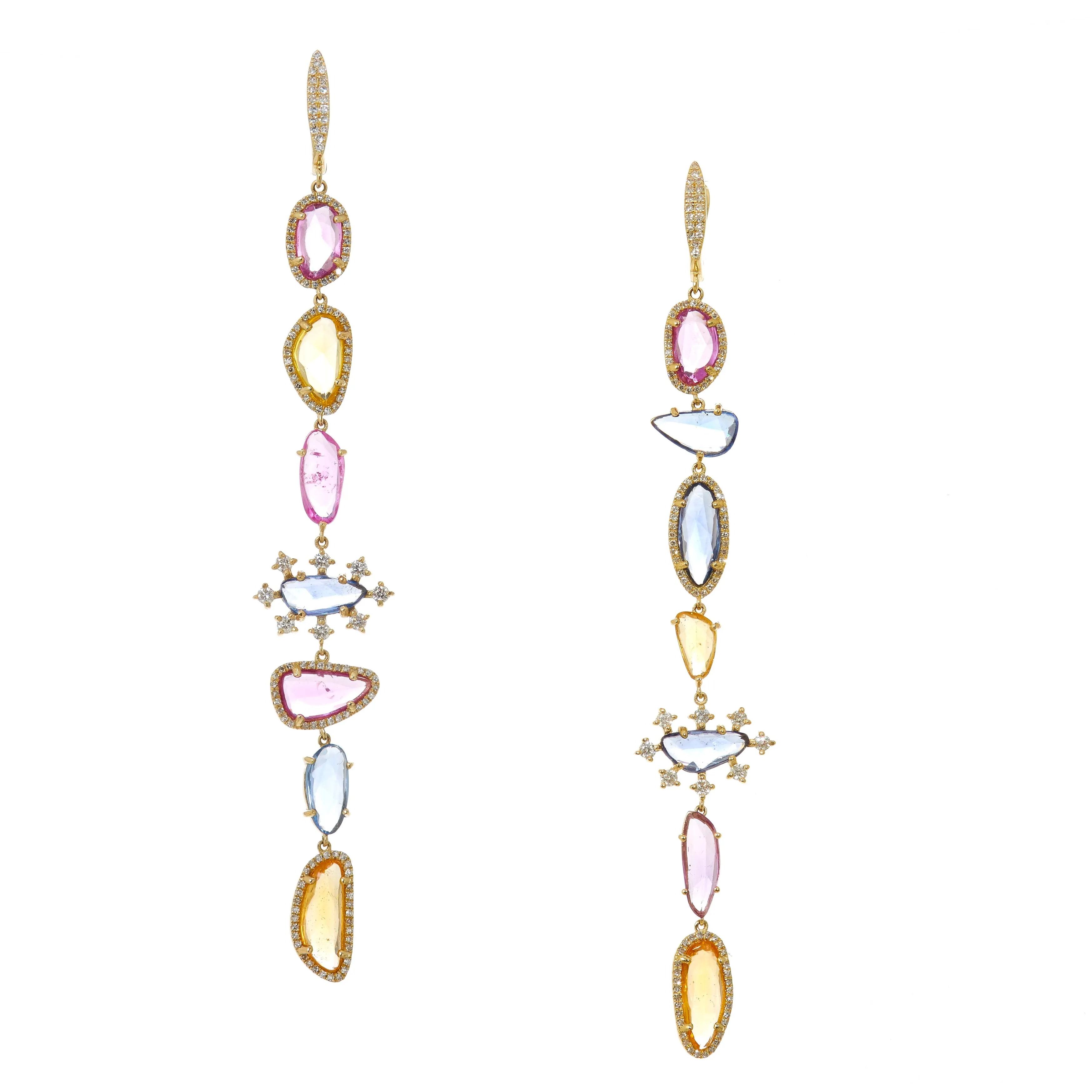 Beyonce Multicolor Sapphire & Dia Drop Earrings