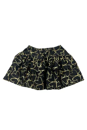 Black Gold Lame Heart Skirt