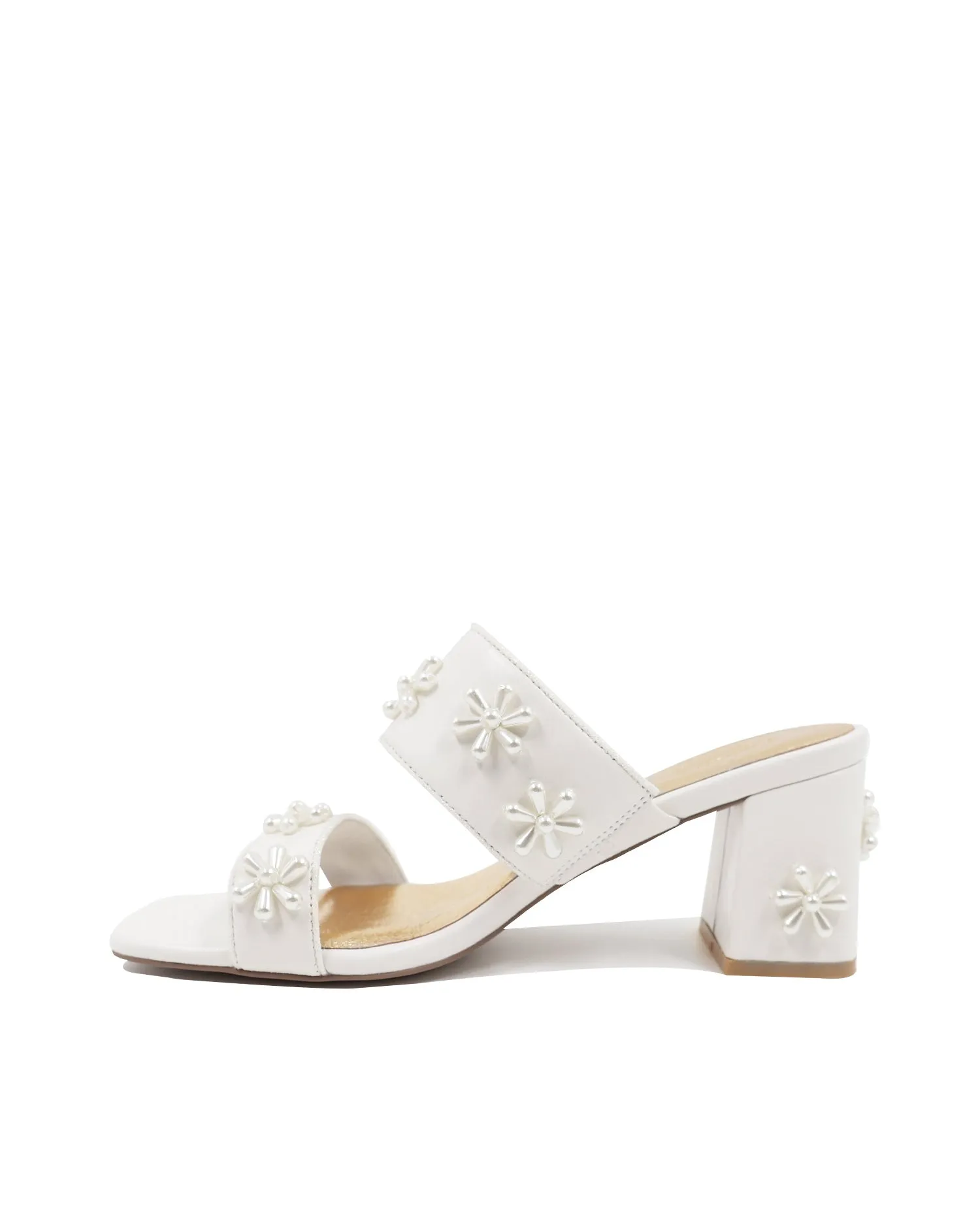 BLOOM MULES -  PEARL FLOWER IVORY BRIDAL SHOES