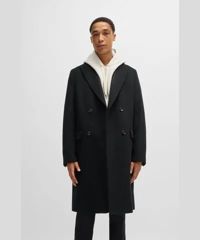 Boss Double-breasted coat in wool and cashmere