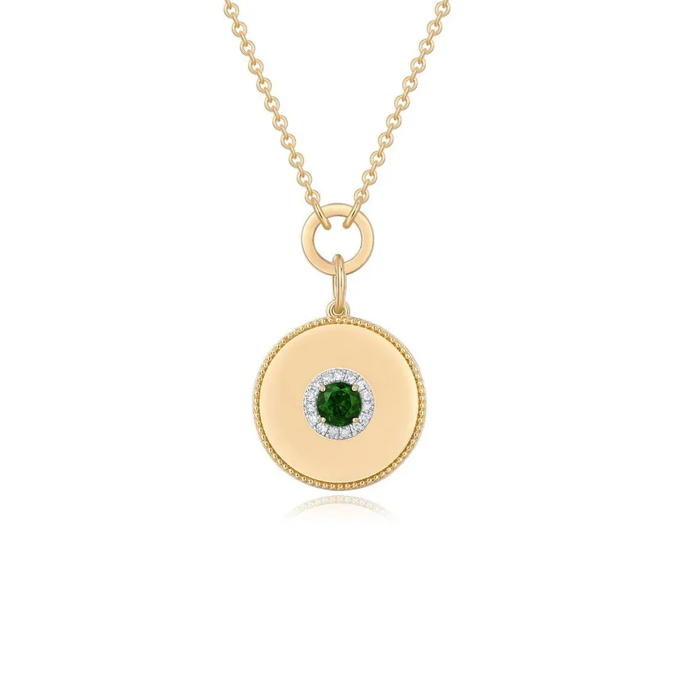 BROOKLYN PERIDOT STONE DISC NECKLACE