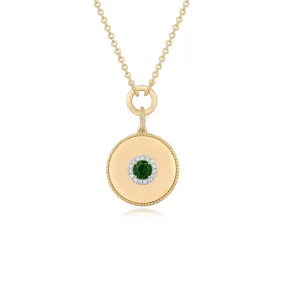 BROOKLYN PERIDOT STONE DISC NECKLACE