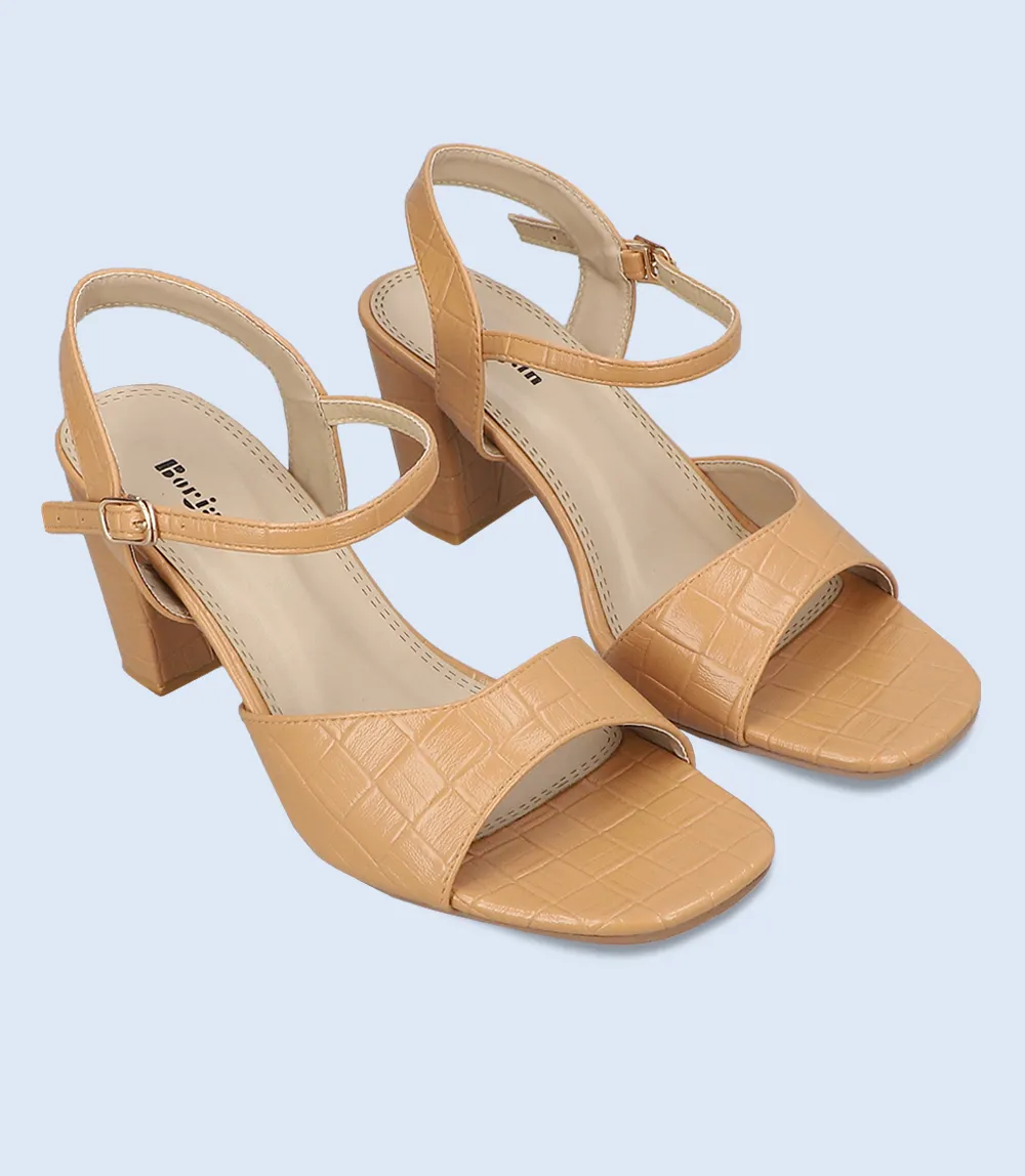 BW9365-KHAKI-Women Sandal Heel