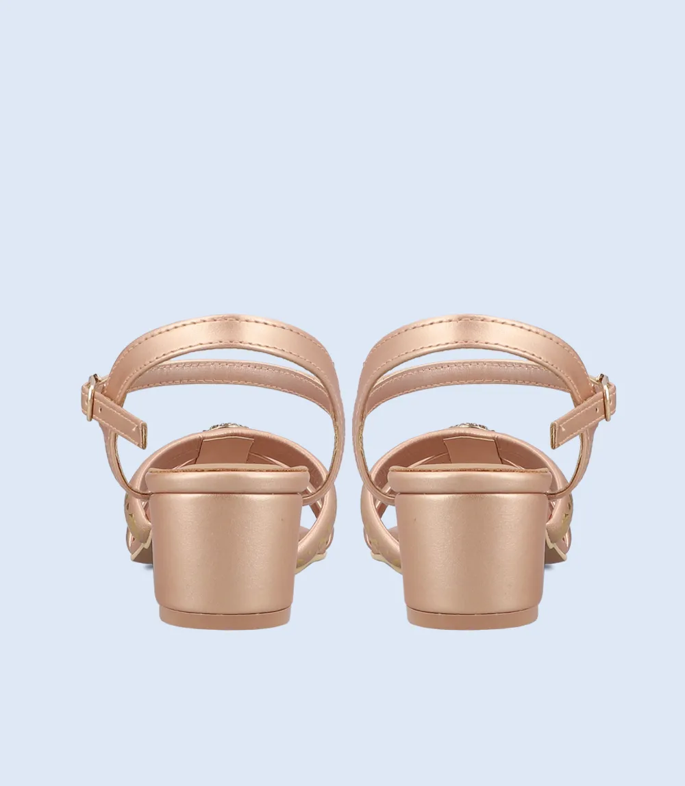 BW9499-PEACH/GOLD-Women Sandal Heel