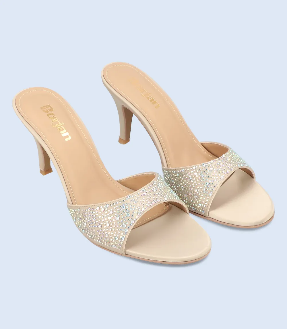 BW9608-DULL GOLD-Women Formal Slipper Heels