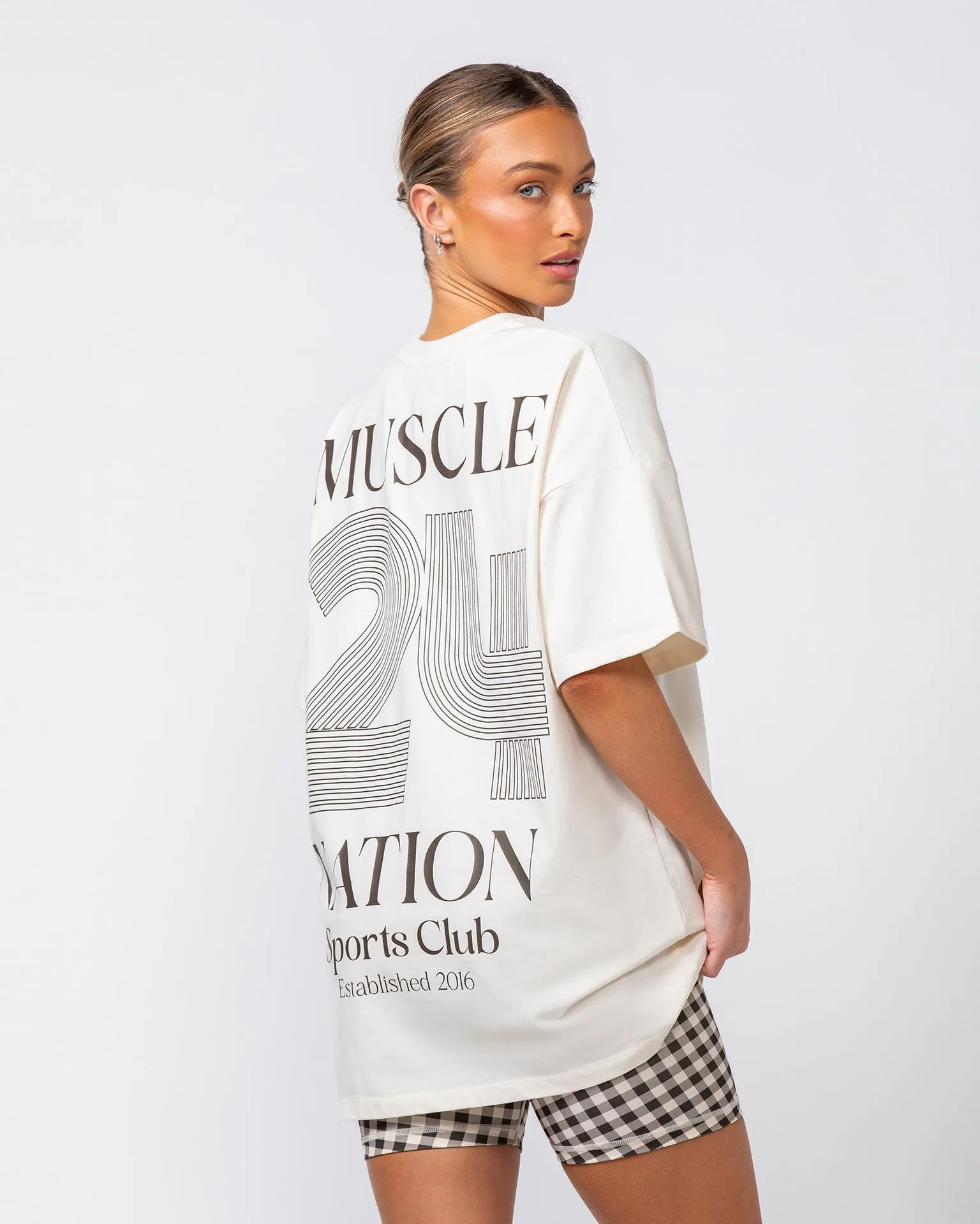 College Oversized Tee - Travertine