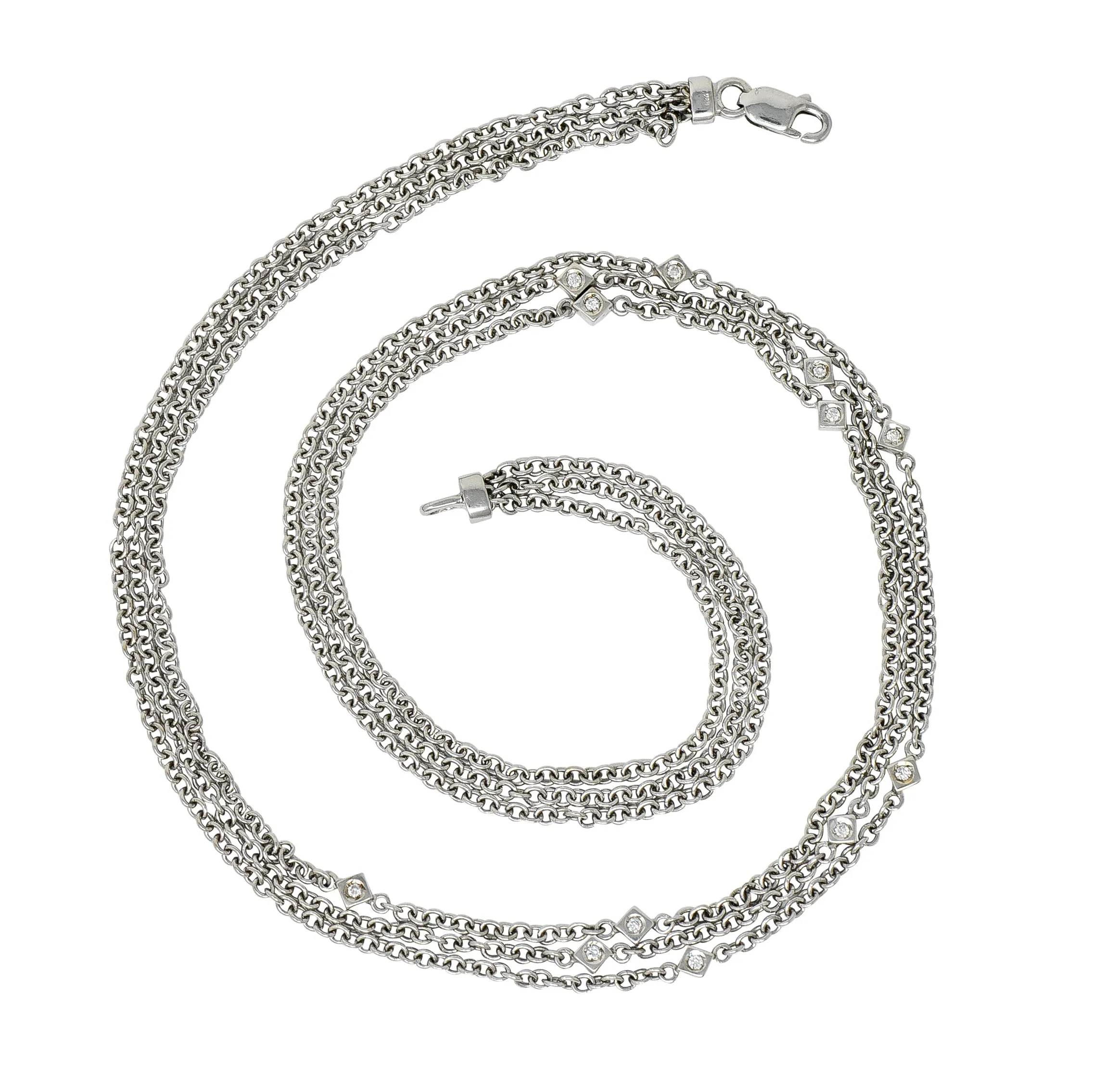 Contemporary Diamond 18 Karat White Gold Multi-Strand Necklace