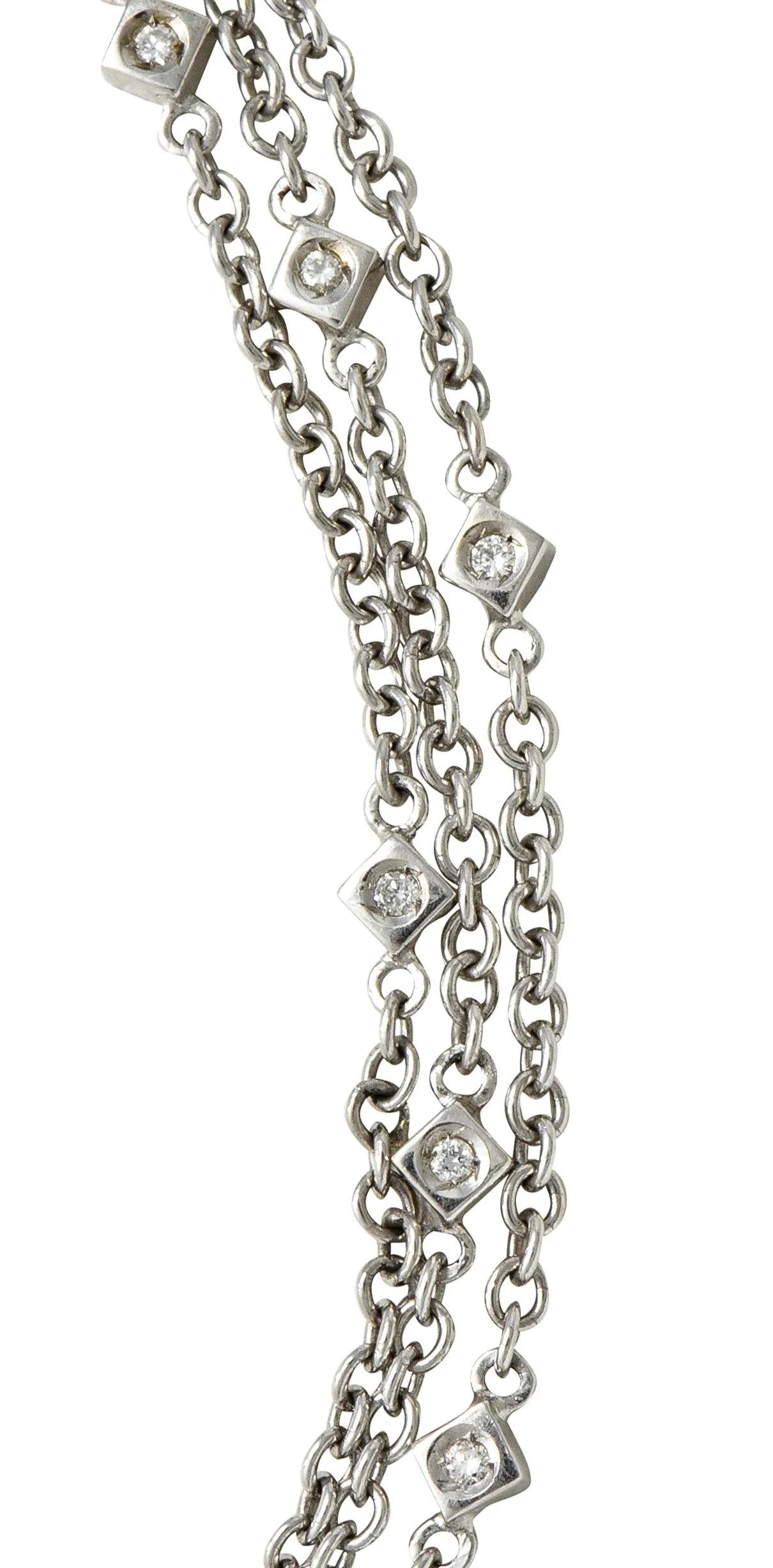 Contemporary Diamond 18 Karat White Gold Multi-Strand Necklace