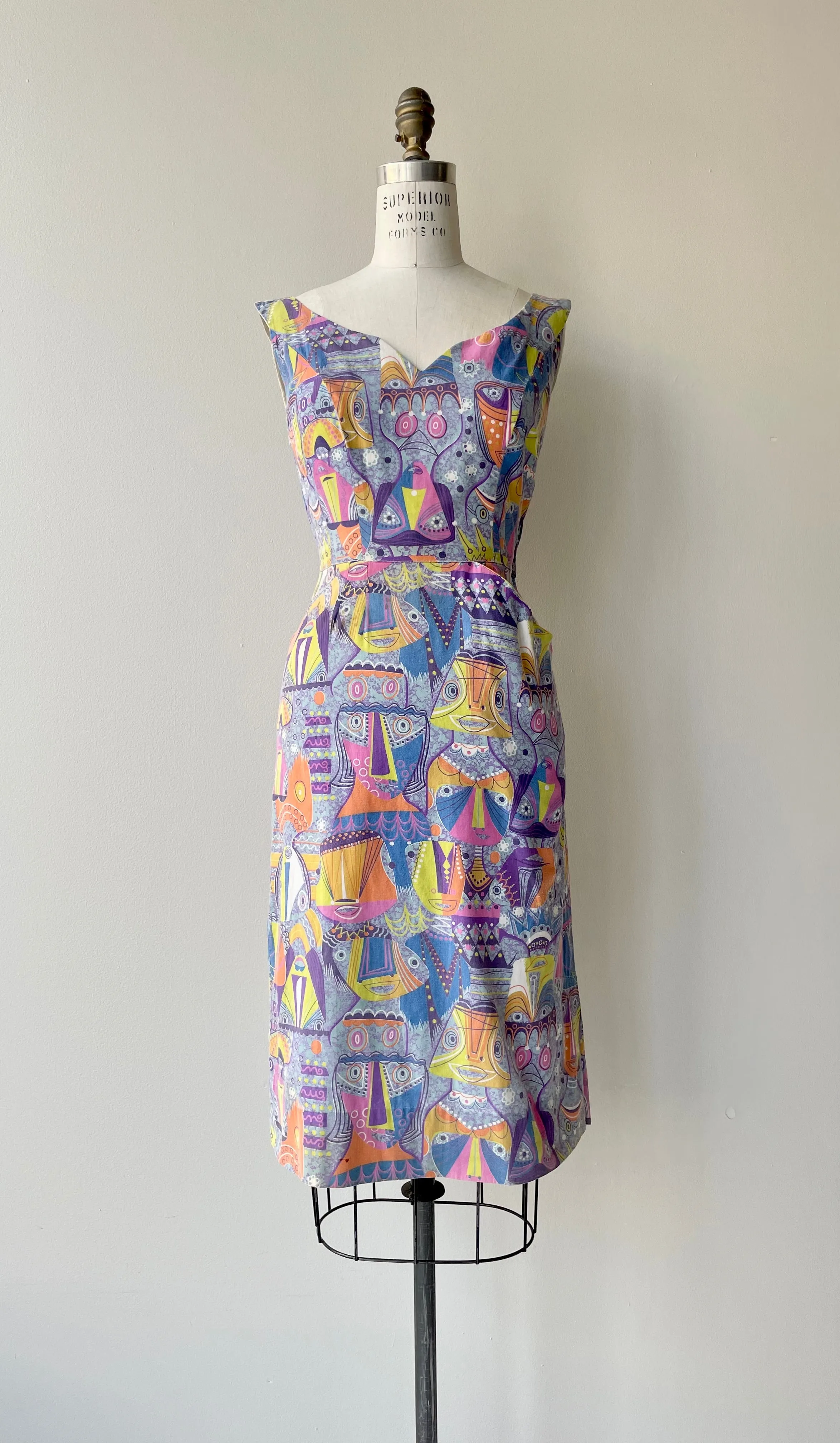 Cubists Cotton Dress | 1950s