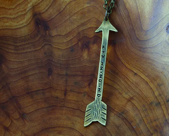 Custom Brass Arrow Necklace & Chain S0380a