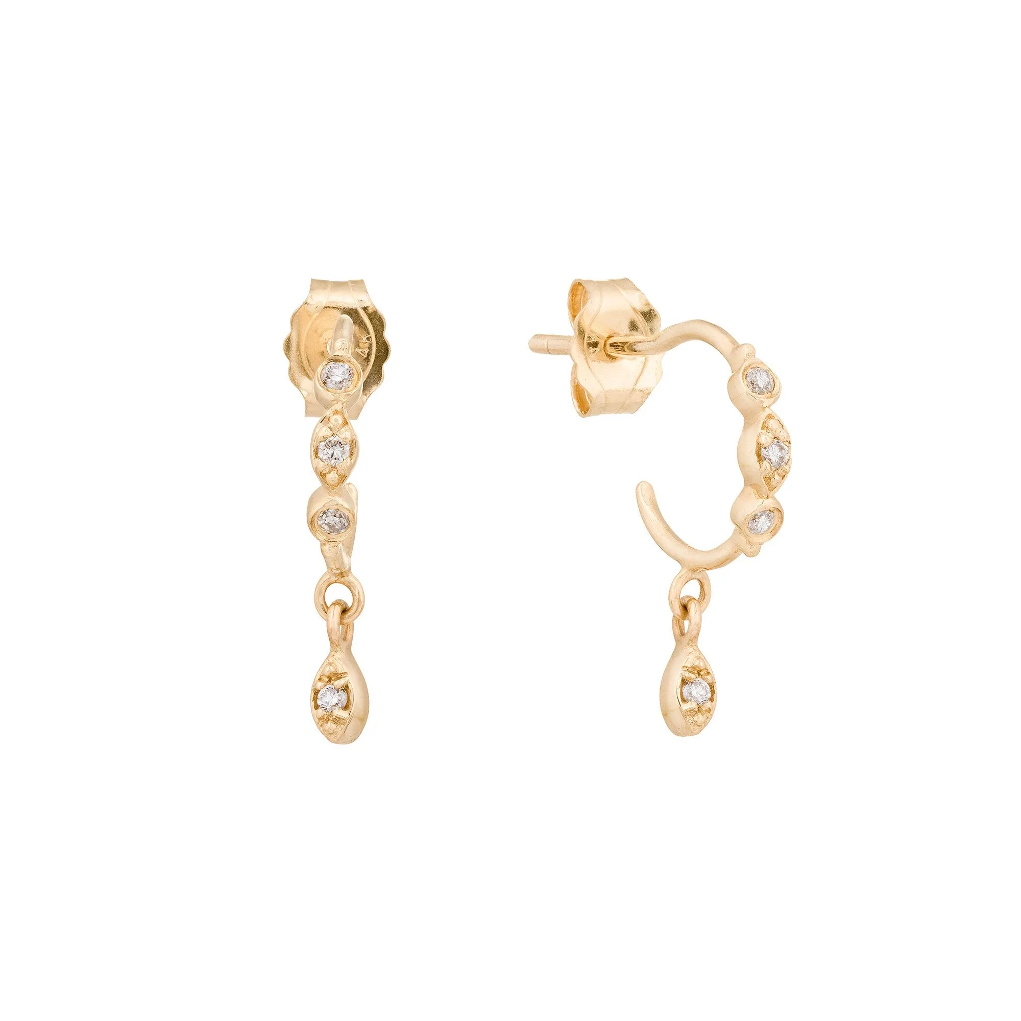 Dangling Diamond Eye Hoop Earrings