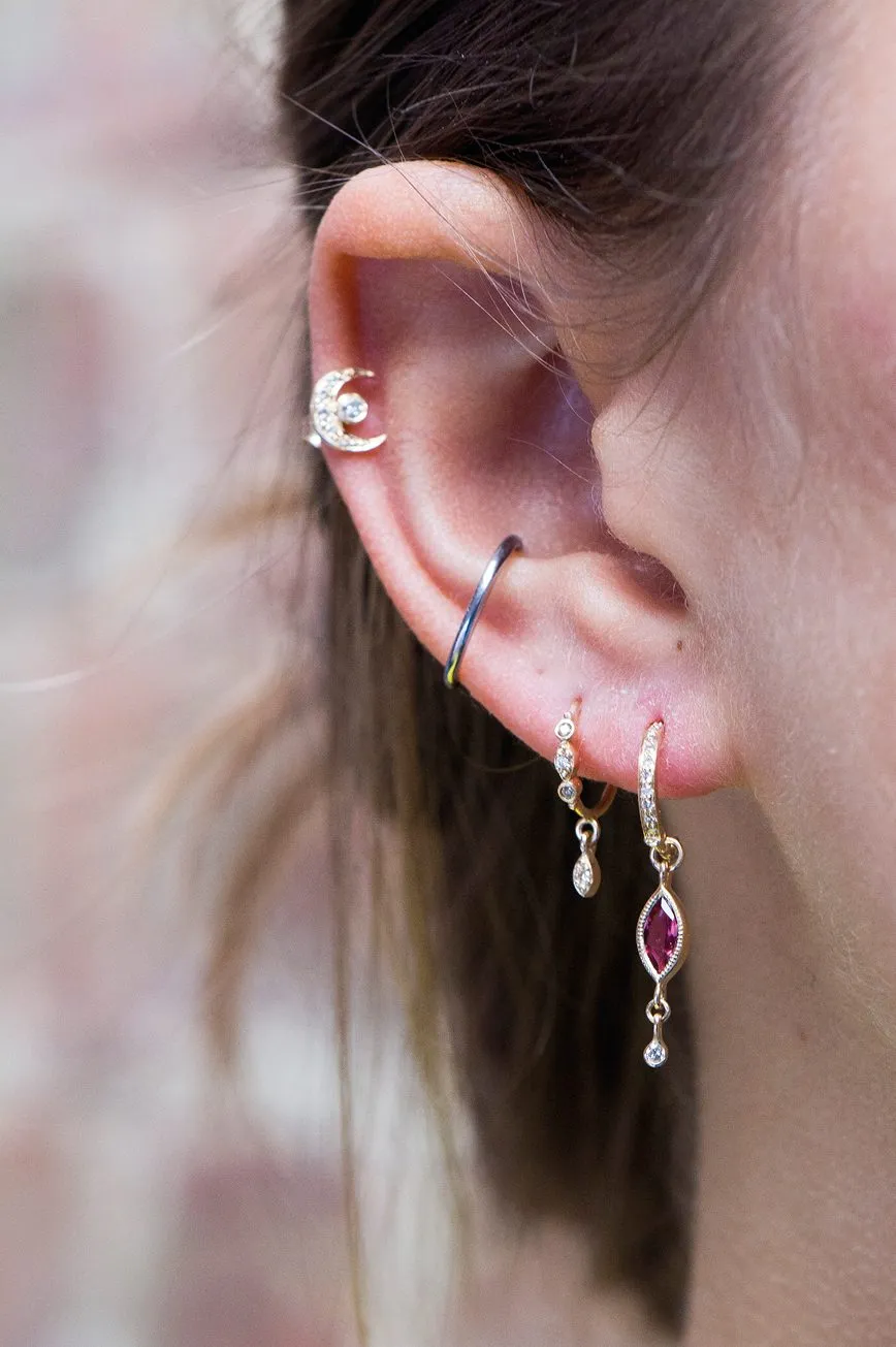 Dangling Diamond Eye Hoop Earrings