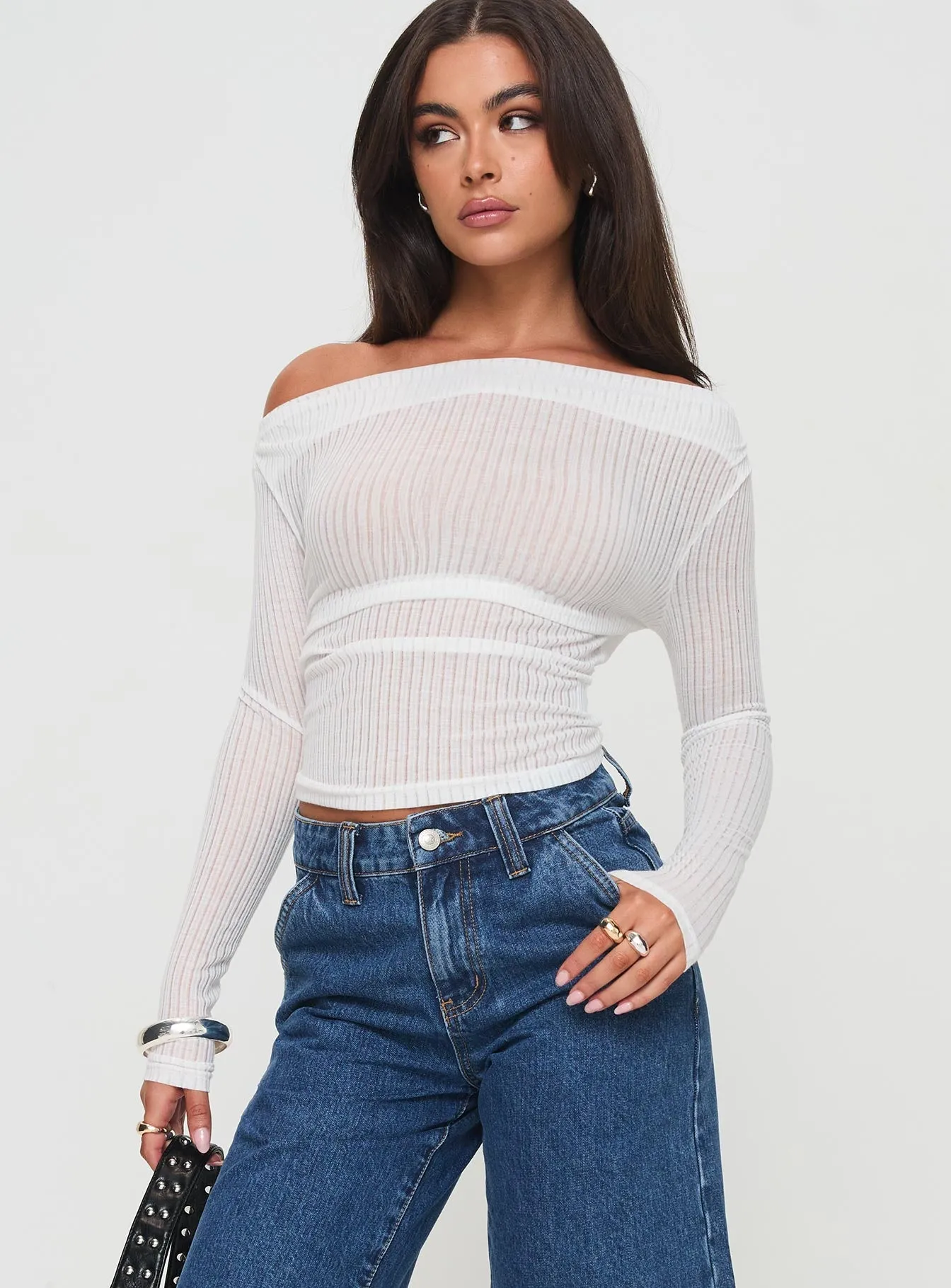 Demetrius Long Sleeve Top White