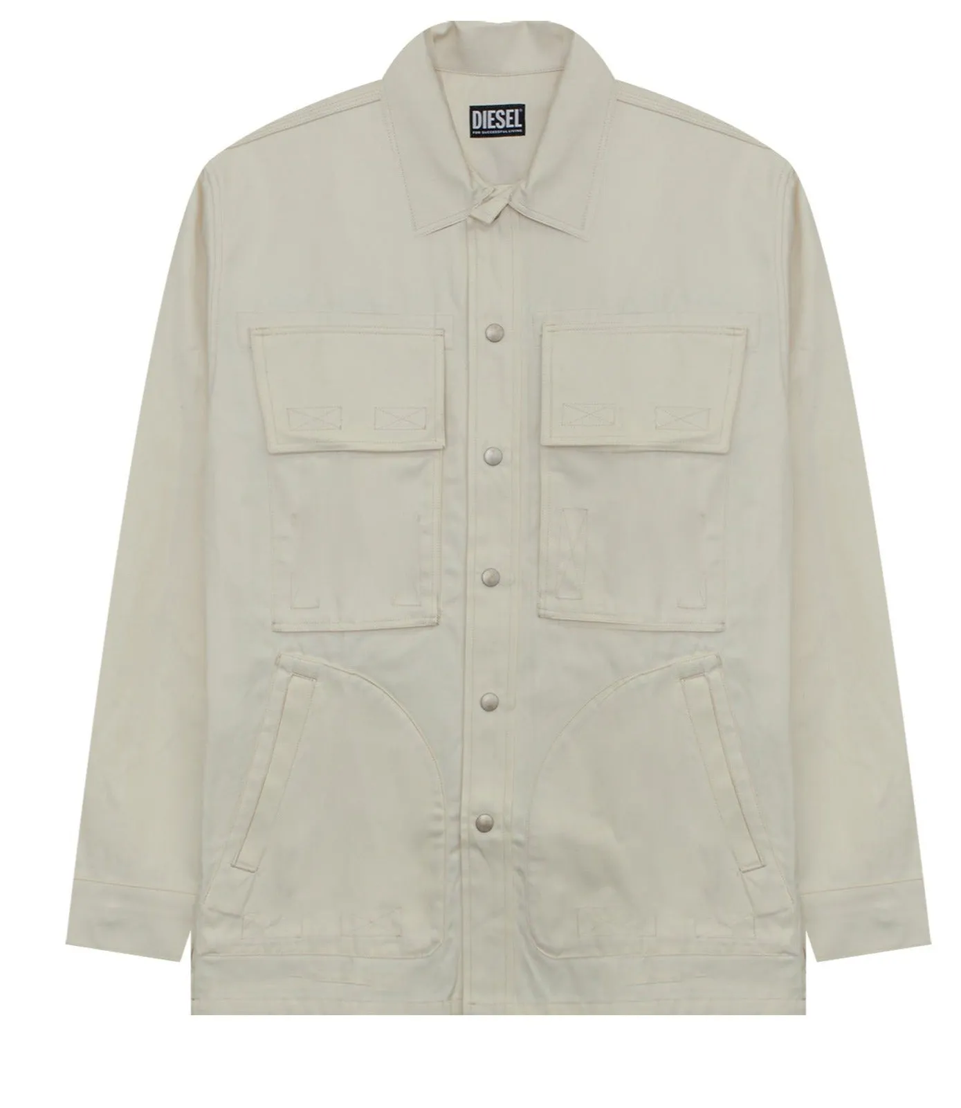 Diesel Button-Up Curved Hem Overshirt