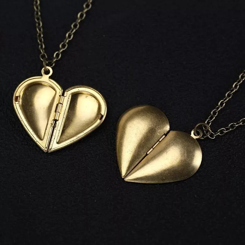 Double Heart Locket Necklace