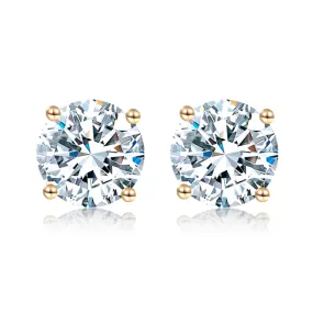 EK102G B.Tiff 18K Solid Gold 1 ct Moissanite Prone Solitaire Stud Earrings