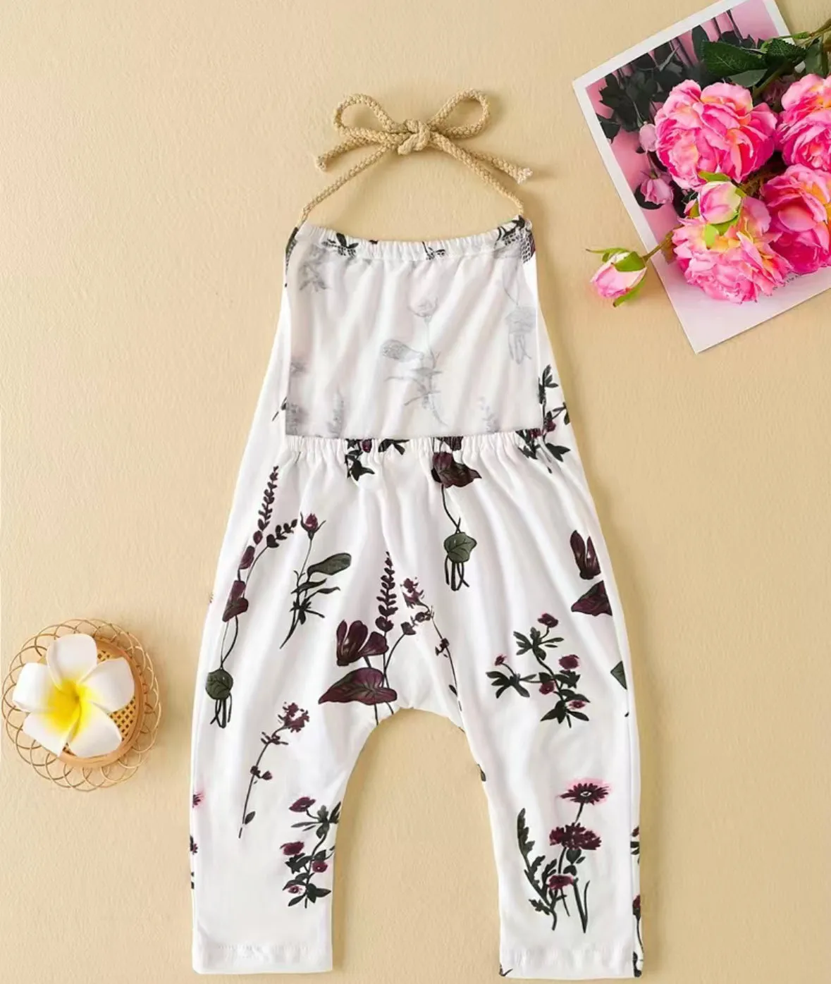 Fall floral pant romper