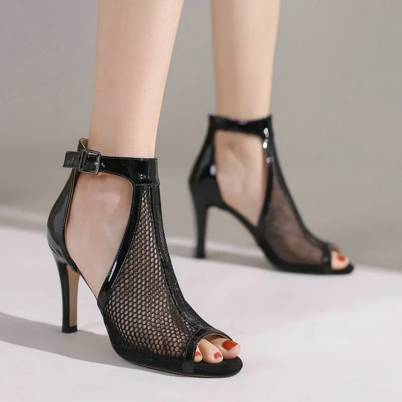 Fashion Sexy Comfort Air Mesh Open-Toe High Heel Boots for Women