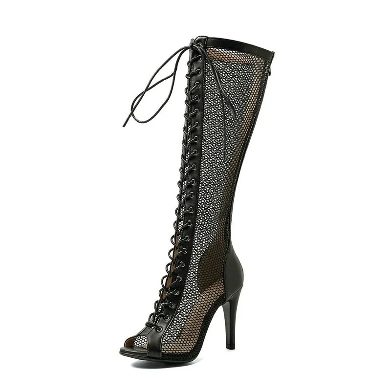 Fashion Sexy Slim Occident Style Air Mesh High Heel Boots for Women