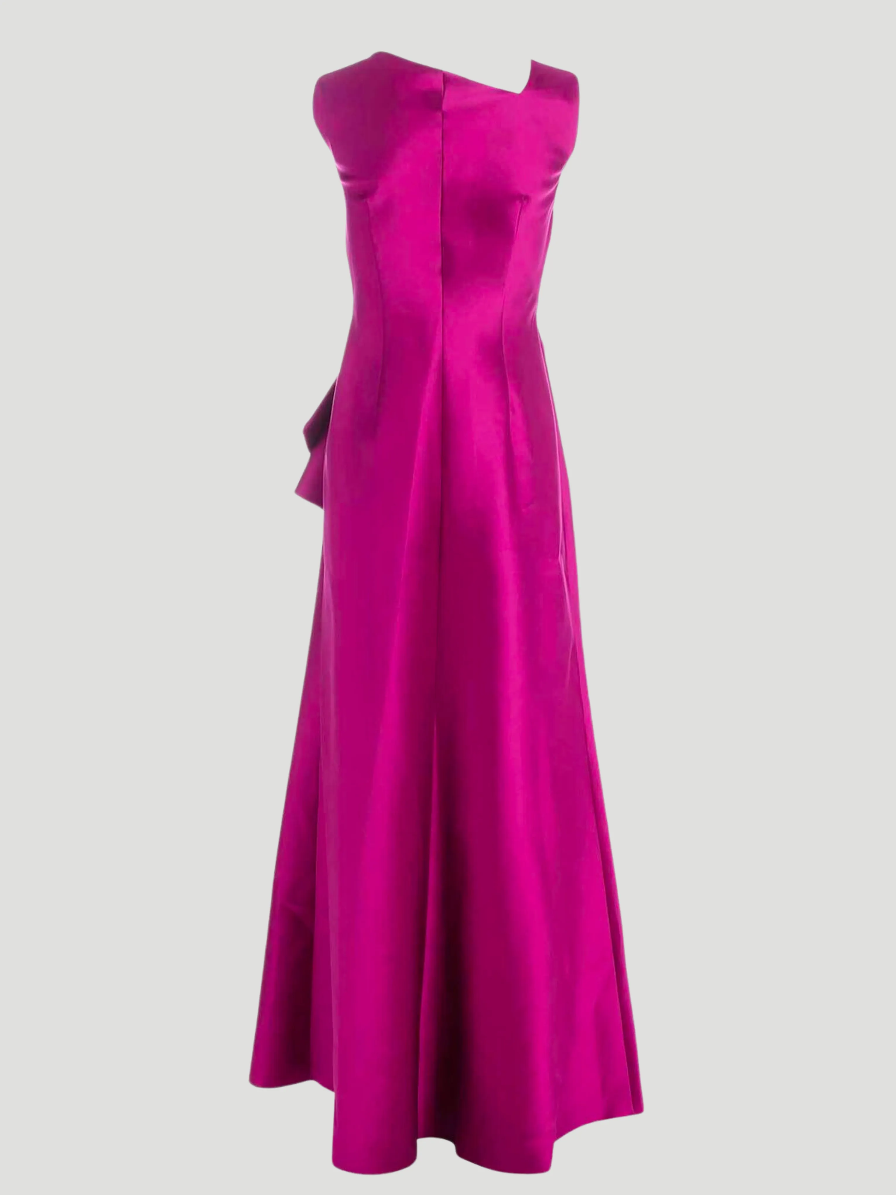 Fuschia Sleeveless Gown With Bow Detail