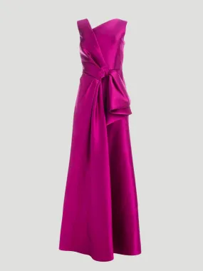 Fuschia Sleeveless Gown With Bow Detail