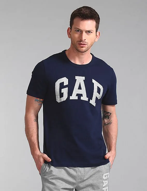 GAP Men Blue Embossed Logo Tee