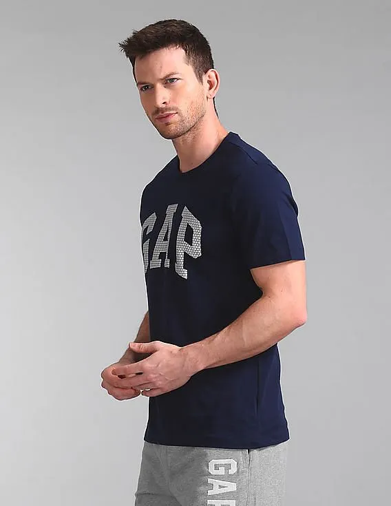 GAP Men Blue Embossed Logo Tee