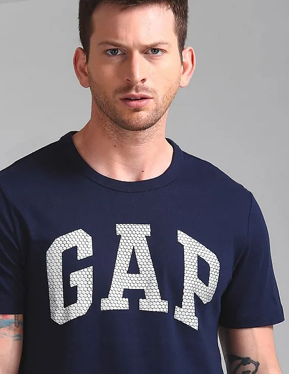 GAP Men Blue Embossed Logo Tee